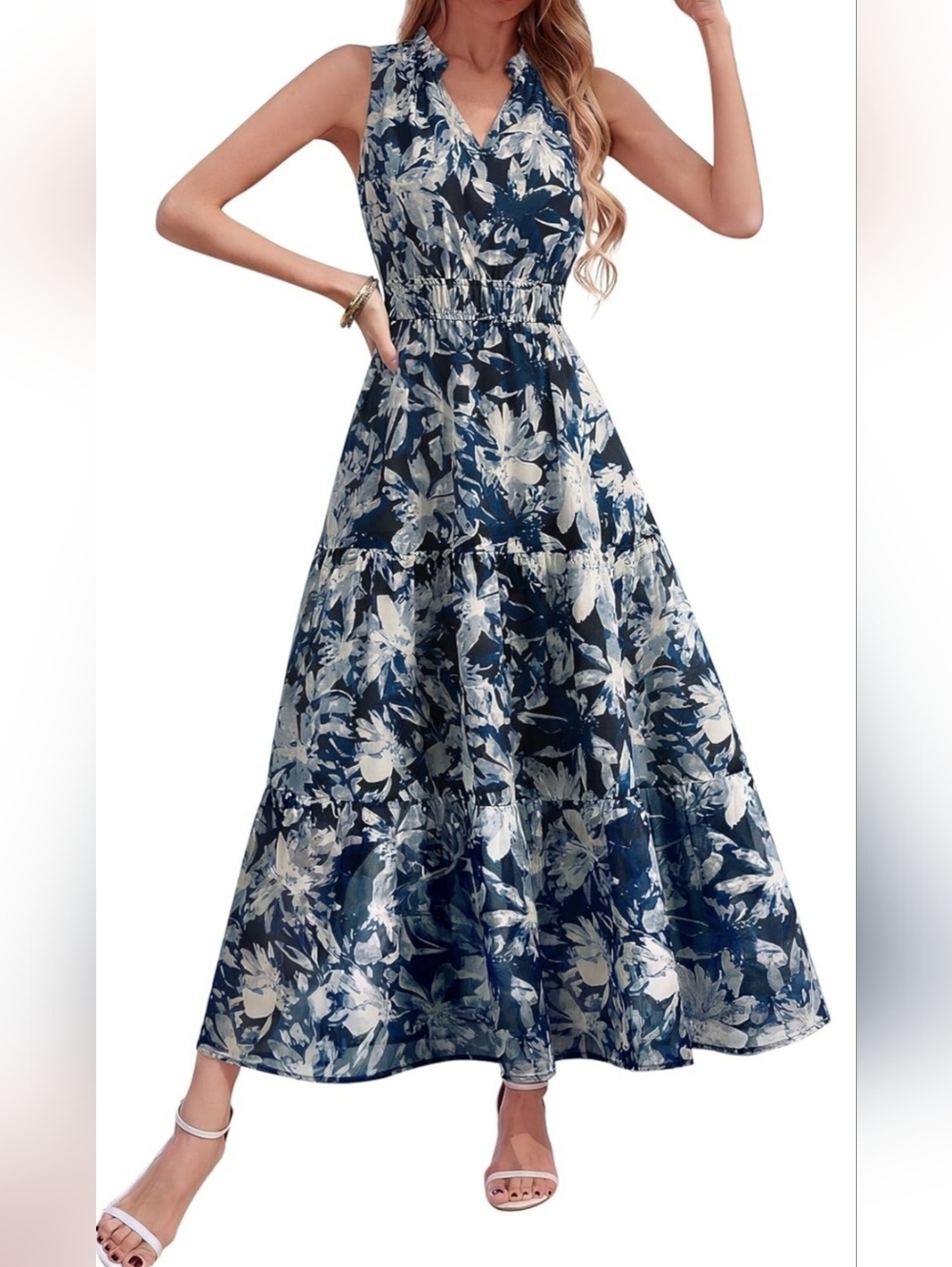 Simplee Blue Floral Boho Maxi Dress NWT Size 12/14 Large